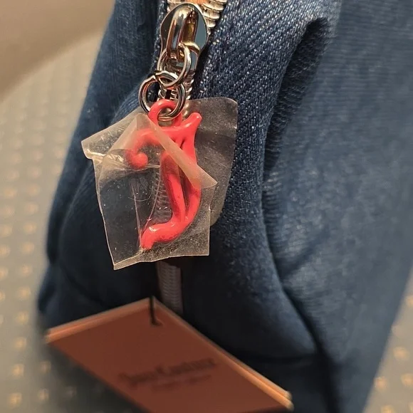 JUICY COUTURE DENIM AND PINK COSMETIC BAG NWT - Picture 3 of 7